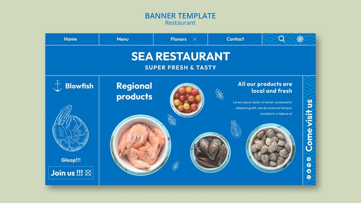 Free PSD seafood restaurant landing page template