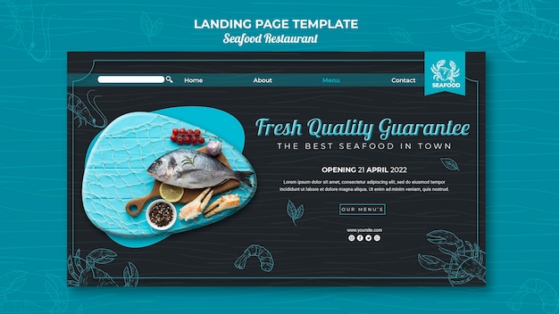 Free PSD seafood restaurant landing page web template