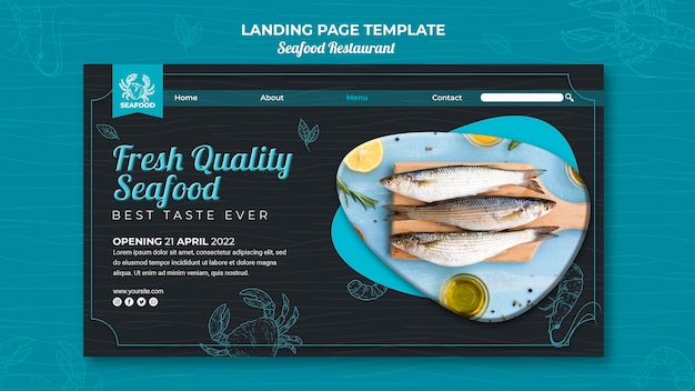 Free PSD seafood restaurant landing page