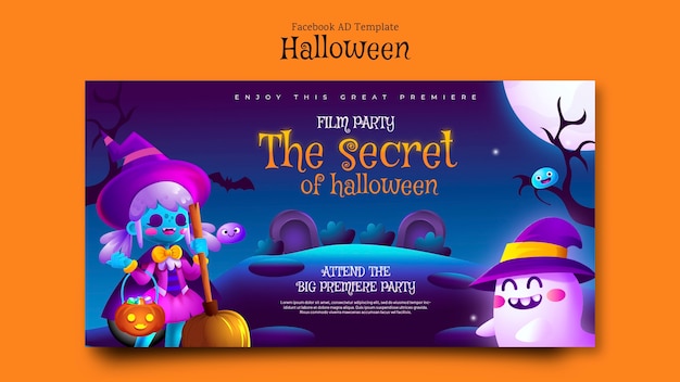 Бесплатный PSD Рекламный шаблон секретного события хэллоуина в социальных сетях