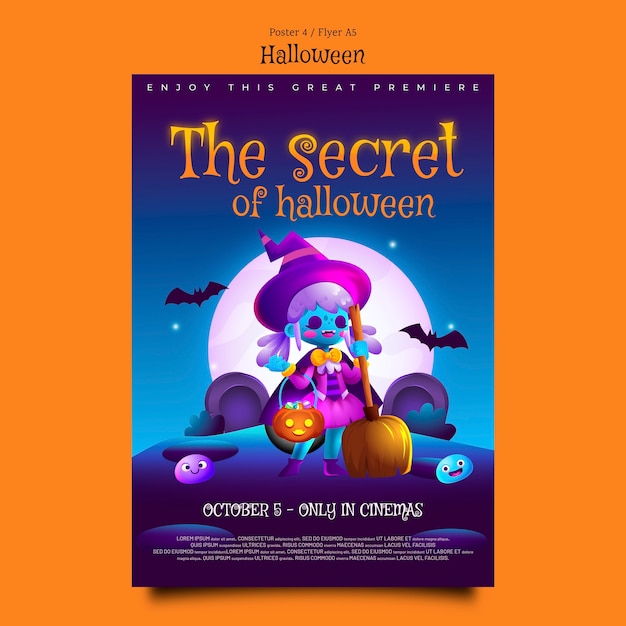 PSD gratuito modello di poster verticale evento di halloween segreto