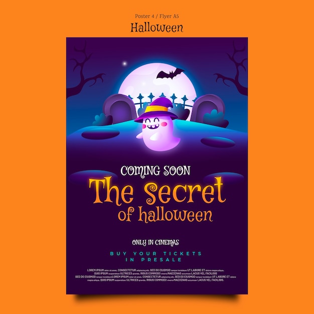 Free PSD secret halloween event vertical poster template