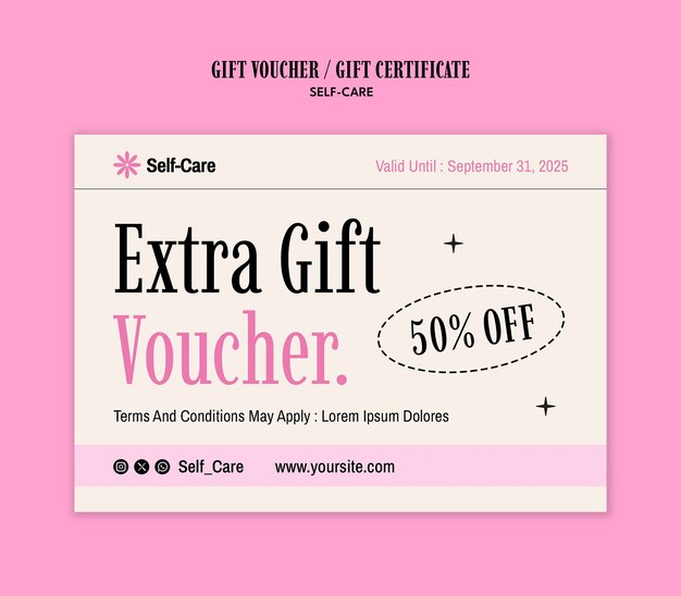self-care gift voucher with 50% off