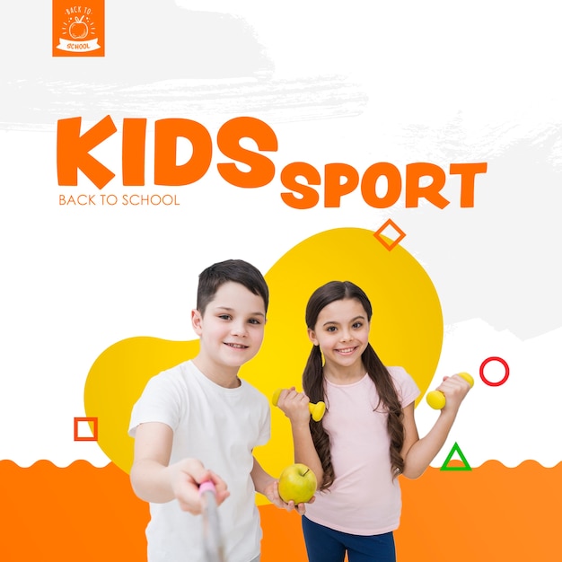 PSD gratuito selfie di modello sportivo per bambini