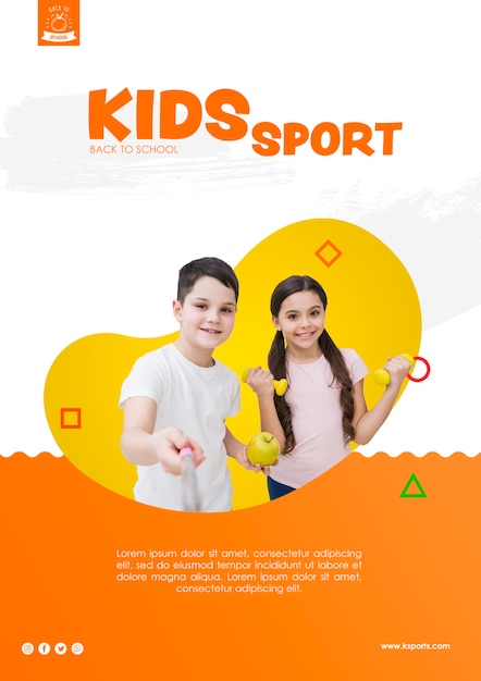 PSD gratuito selfie di modello sportivo per bambini