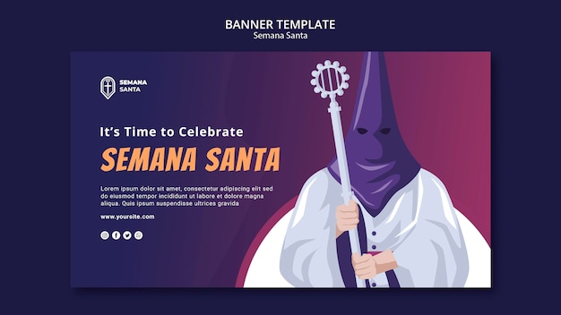 PSD gratuito modello di banner semana santa illustrato