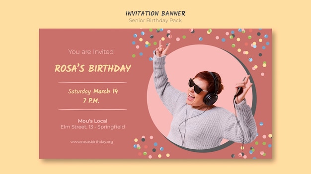 Free PSD senior birthday invitation banner template