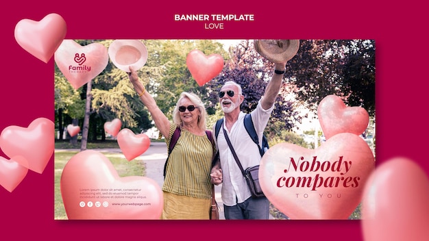 Free PSD senior couple horizontal banner