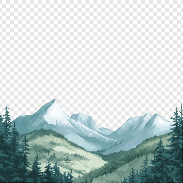 Serene Mountain Vista A Watercolor Landscape