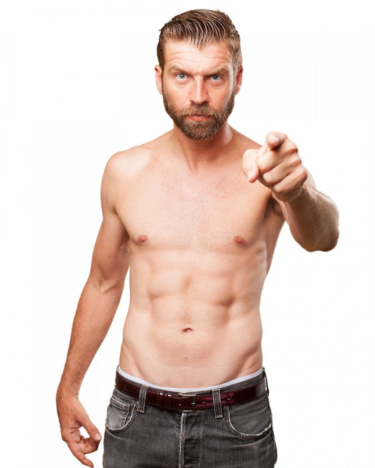 Free PSD serious sportsman pointing at you