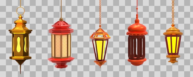 Set of arabic lamps. 3d illustration