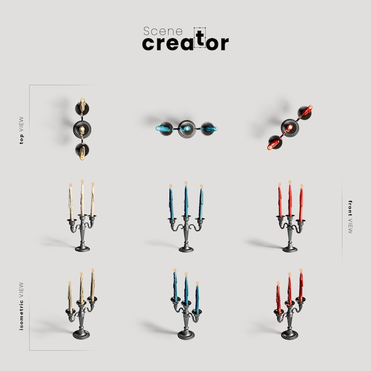 Free PSD set of candles variety of angles halloween scene creator