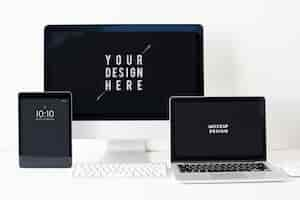 Free PSD set of digital devices screen mockup