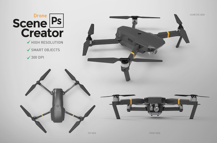  Set of drones. Premium Psd