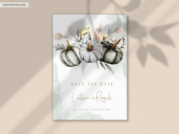 Free PSD set of elegant hand drawn watercolor flowers wedding invitation