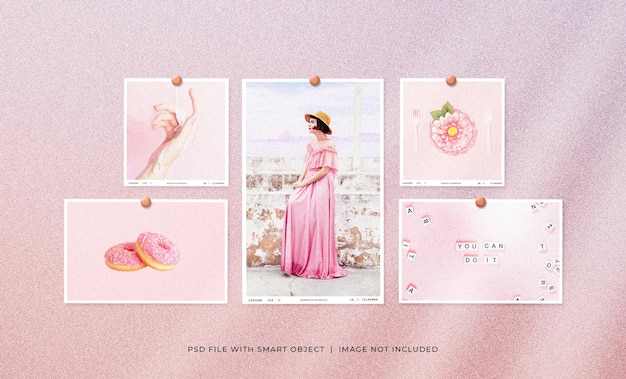 Set of feminine polaroid photo frame mockup Premium Psd