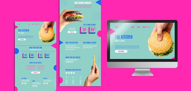 Free PSD set of kitchen menu with american food