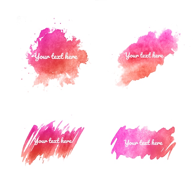 A set of pink watercolor stains on white background