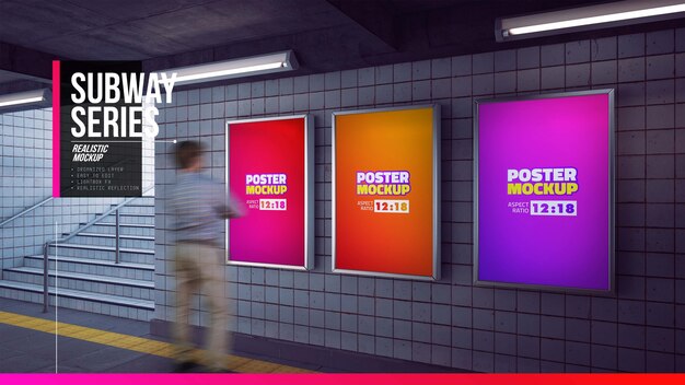 Download Premium Psd Close Up On Poster Mockup In Subway Pillar