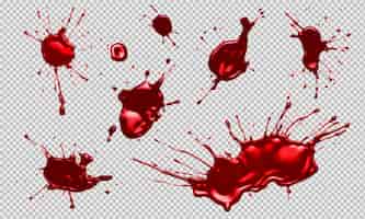 Free PSD set of realistic red splashes isolated on a transparent background 1