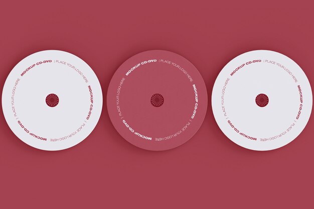 Set of three CD discs mockup