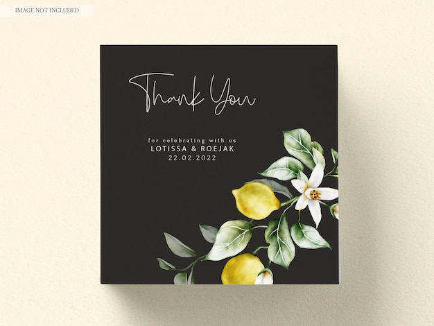 Free PSD set of wedding invitation cards with a lemon and flowers