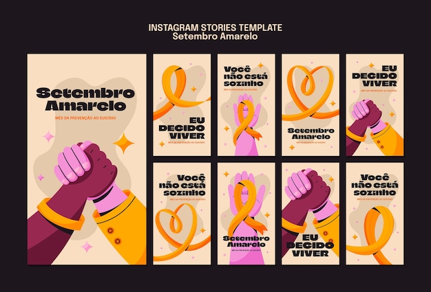 Free PSD setembro amarelo awareness  instagram stories