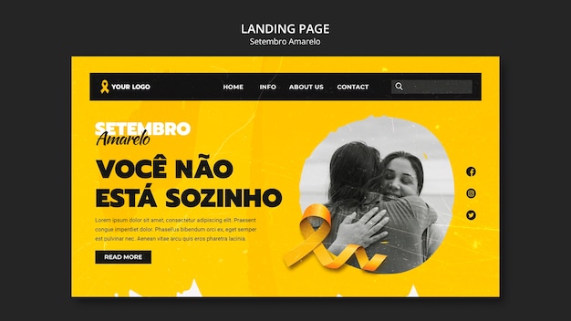 Free PSD setembro amarelo awareness landing page