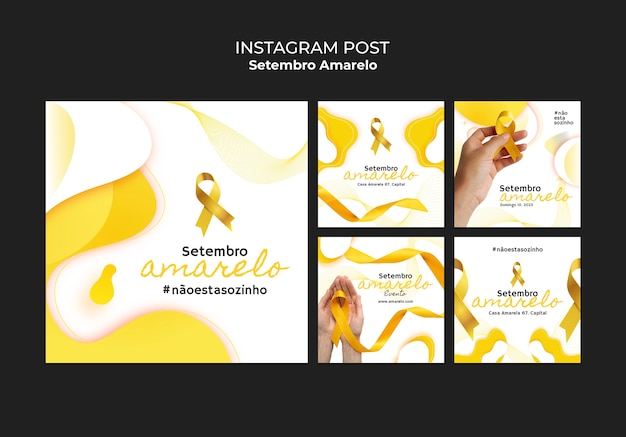 Free PSD setembro amarelo instagram posts