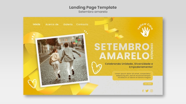 Free PSD setembro amarelo landing page template