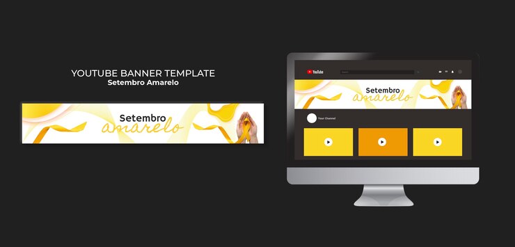 Free PSD setembro amarelo youtube banner template