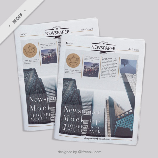 Several realistic newspaper mockups