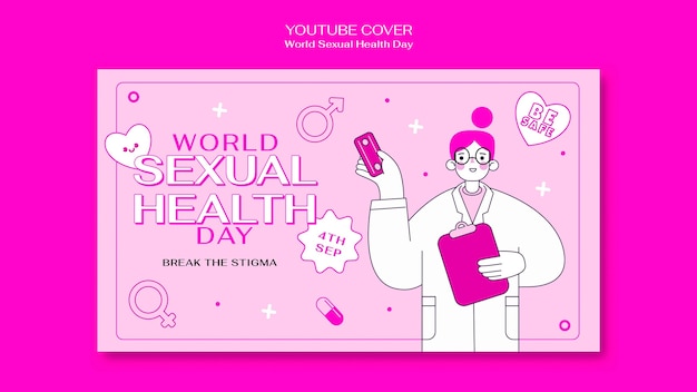 PSD gratuito design del modello di miniatura di youtube per la salute sessuale