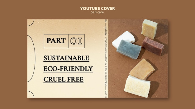 Бесплатный PSD Шаблон обложки youtube с шампунем и мылом