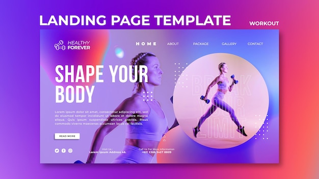 Free PSD shape your body landing page template