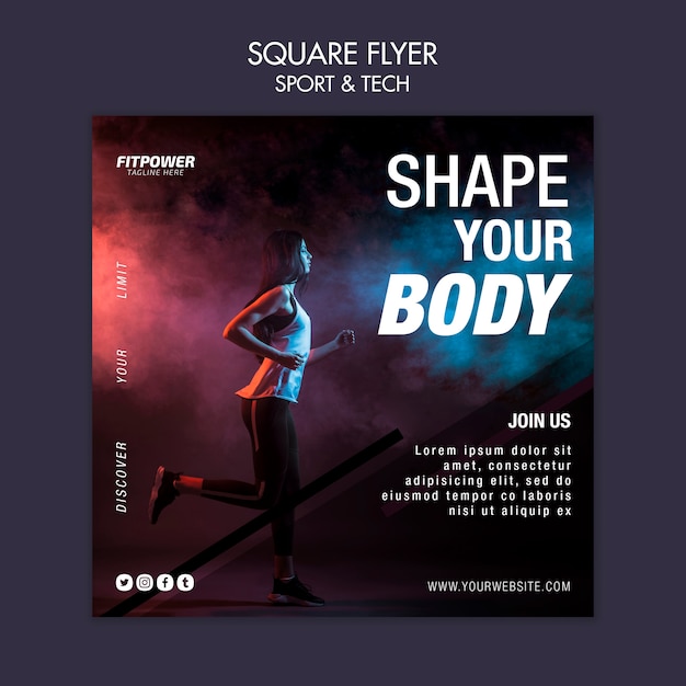 Free PSD shape your body square flyer