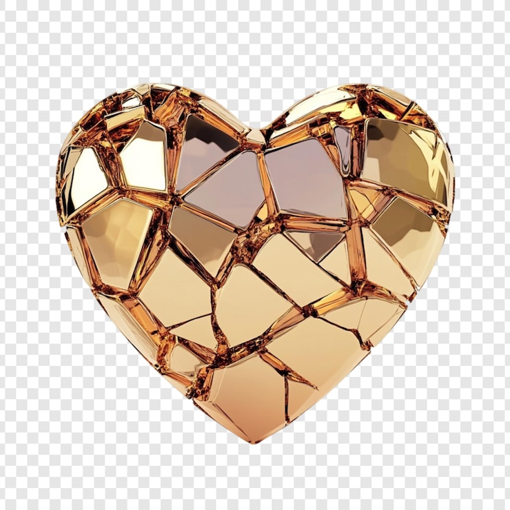 Free PSD shattered golden heart heartbreak sorrow pain loss grief