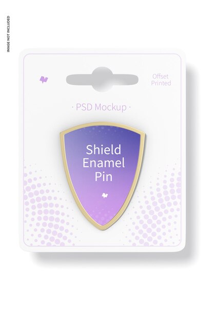 Shield Enamel Pin Mockup, Front View