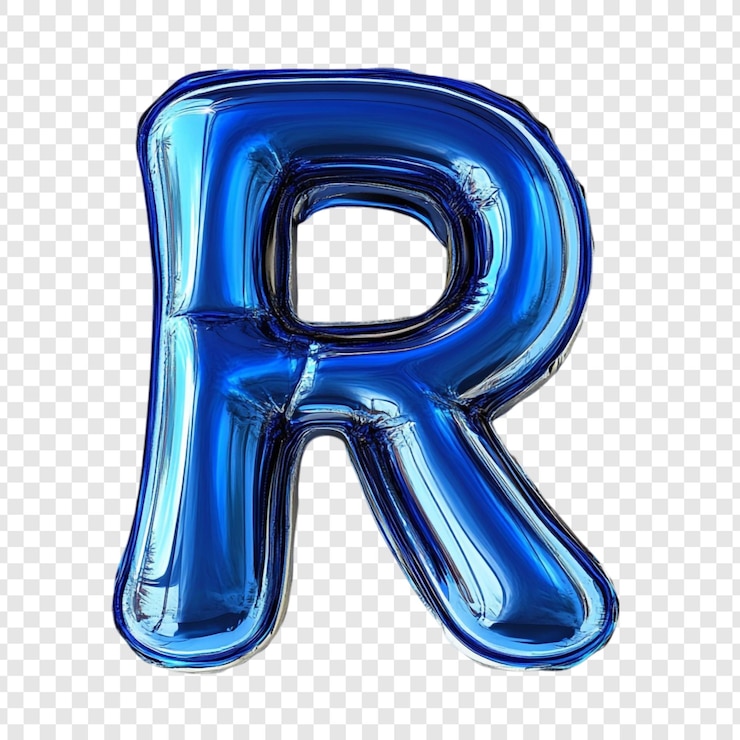 Free PSD shiny blue balloon letter r