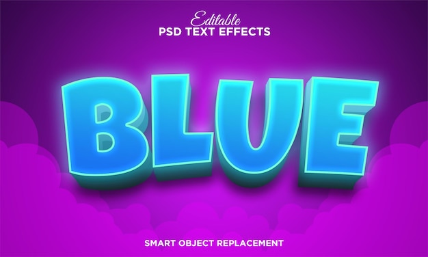 Free PSD shiny blue cartoon bold cartoon text effect