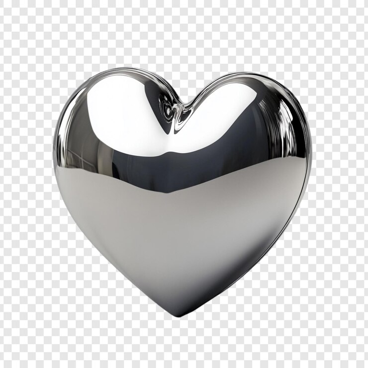 मुफ़्त PSD shiny metallic heart 3d rendering isolated on transparent background love romance valentine39s day symbol graphic design element