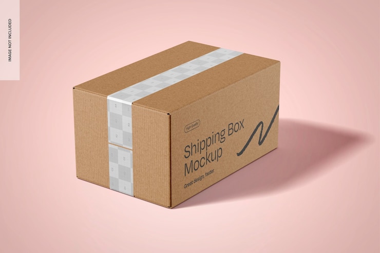 Free PSD shipping box mockup
