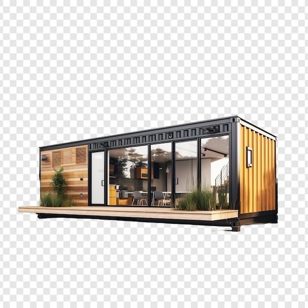 Shipping container house isolated on transparent background