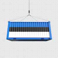 Free PSD shipping container with estonia flag on transparent background