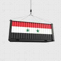 Free PSD shipping container with syria flag on transparent background