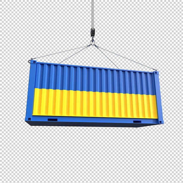 Download Free PSD Template: Shipping Container with Ukraine Flag on Transparent Background