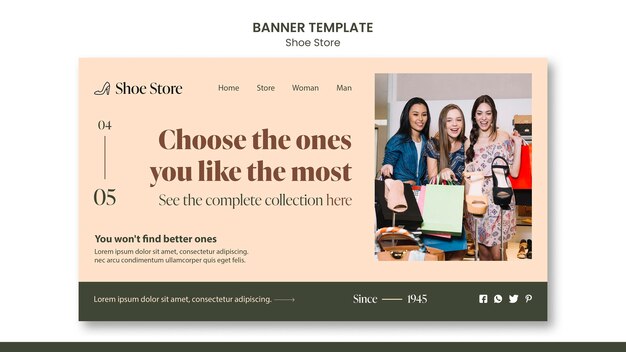 Free PSD shoe store concept banner template