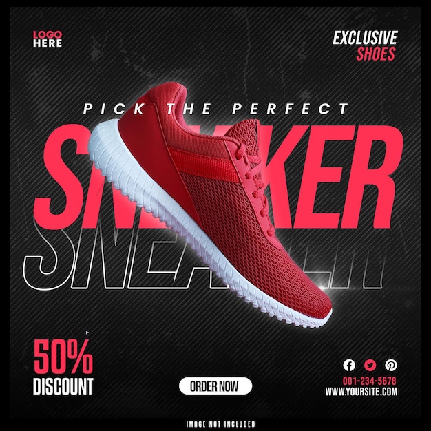 Free PSD shoes sale for social media post or square banner template design