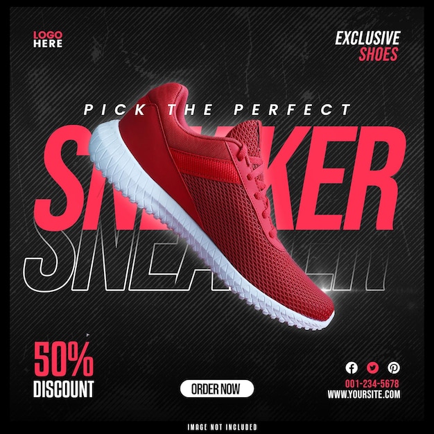 Shoes sale for social media post or square banner template design