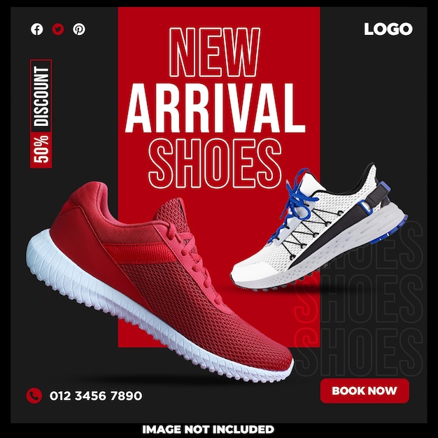 Free PSD shoes sale for social media post template design